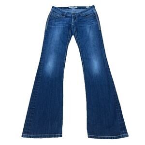 BKE Buckle Jeans Womens 24 Long Blue Stella Low Rise Bootcut Stretch Distressed